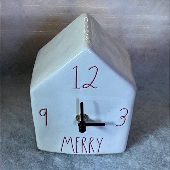 Rae Dunn White & Red Ceramic Merry House Clock - NWT - Picture 3 of 10